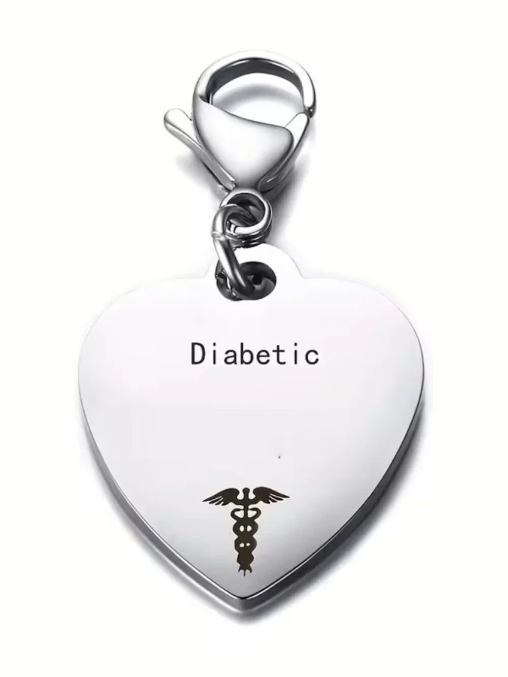 Diabetic Medical Alert Heart Charm Diabetes Emergency ID Bracelet Pendant